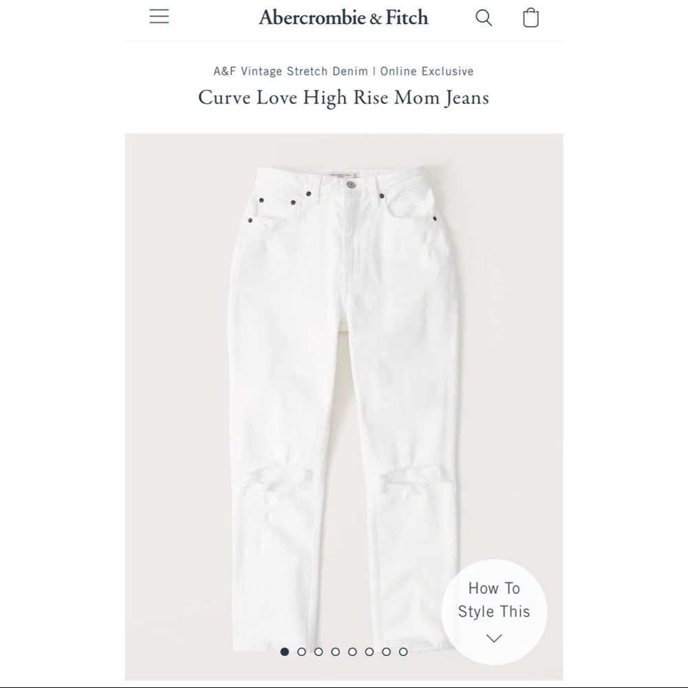 Abercrombie Curve Love high rise Mom white jeans